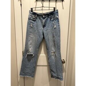 ZARA Women's Blue High Waisted Flare Jeans Wide Leg Raw Hem 90's Size 10 Box B